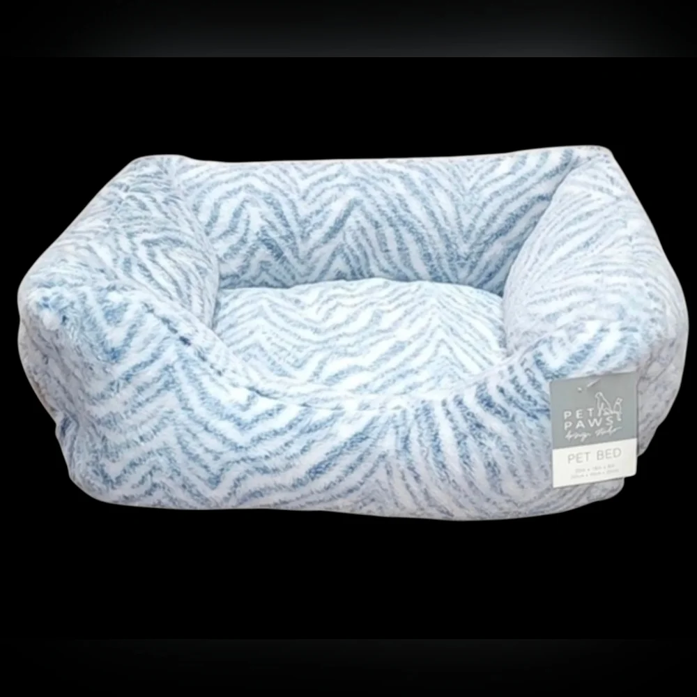 Pet Paws Design Studio Blue Gray & White Zebra Print Cat Dog Bed New with Tags